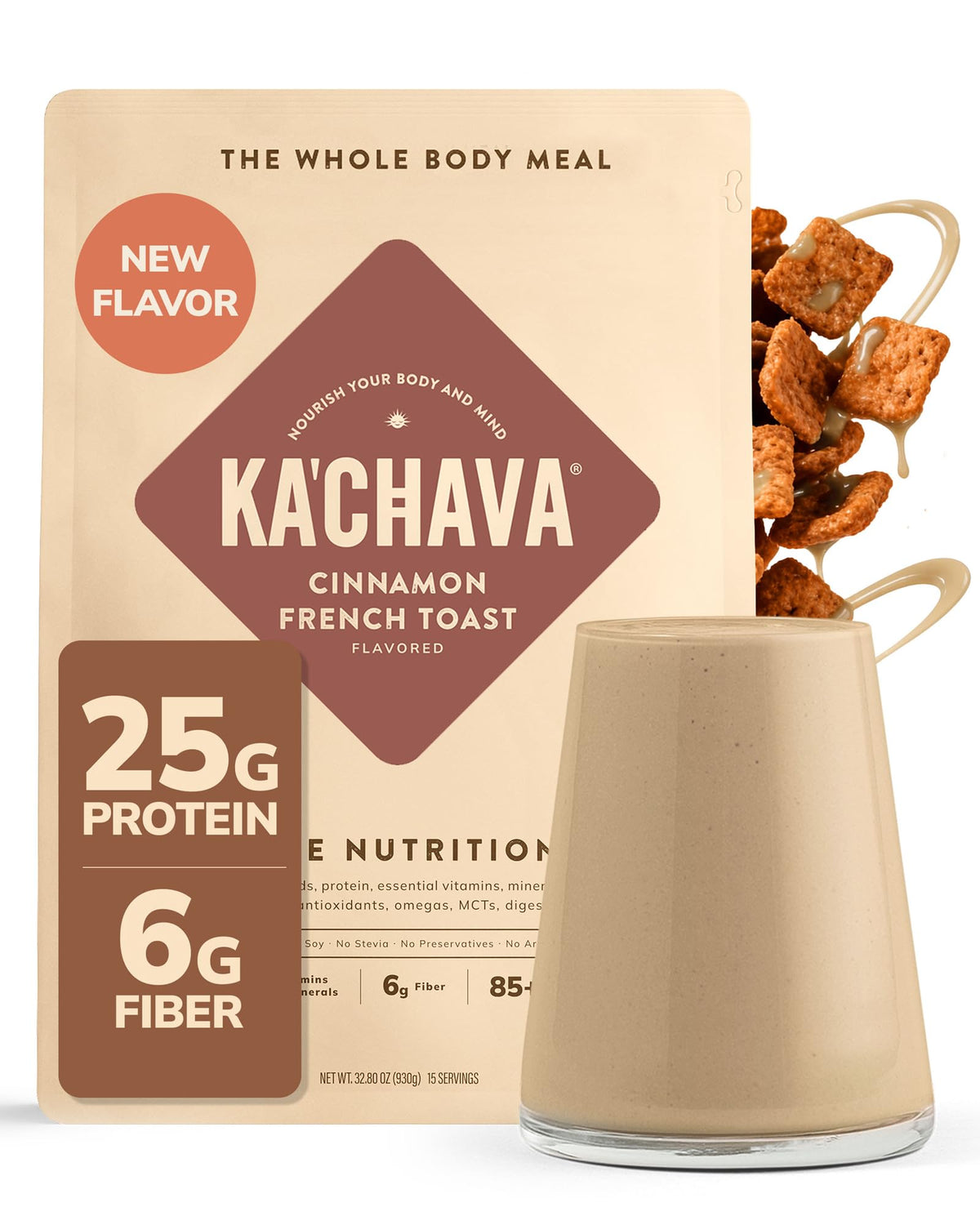 Ka’Chava Whole Body Meal Shake Vanilla 2 lb – Vegan Protein Powder with 85+ Superfoods & Greens – Plant-Based Meal Replacement with Probiotics & Digestive Enzymes – Gluten & Dairy Free (15 Servings)