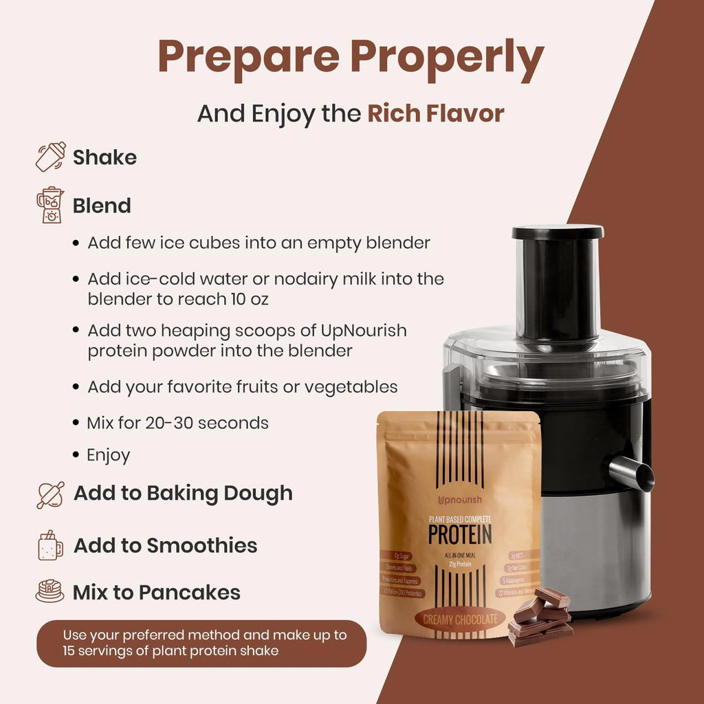 UpNourish Chocolate Vegan Protein Powder 54 Superfoods Powder,1.5 Billion CFU Probiotics 21g Plant Based Protein,No Sugar No Dairy No GMO Dairy Free,Meal Replacement Shake Keto-Friendly Low-Carb Diet,15 Servings