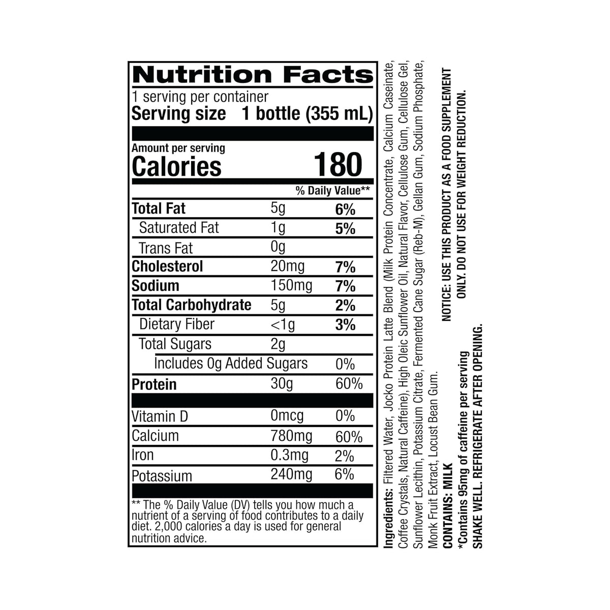 Jocko Fuel High Protein Shakes, Sweet Cream Coffee, 12 fl oz | 12 Pack